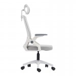 Καρέκλα γραφείου Plymot pakoworld λευκή - mesh γκρι 48x58x112-122εκ