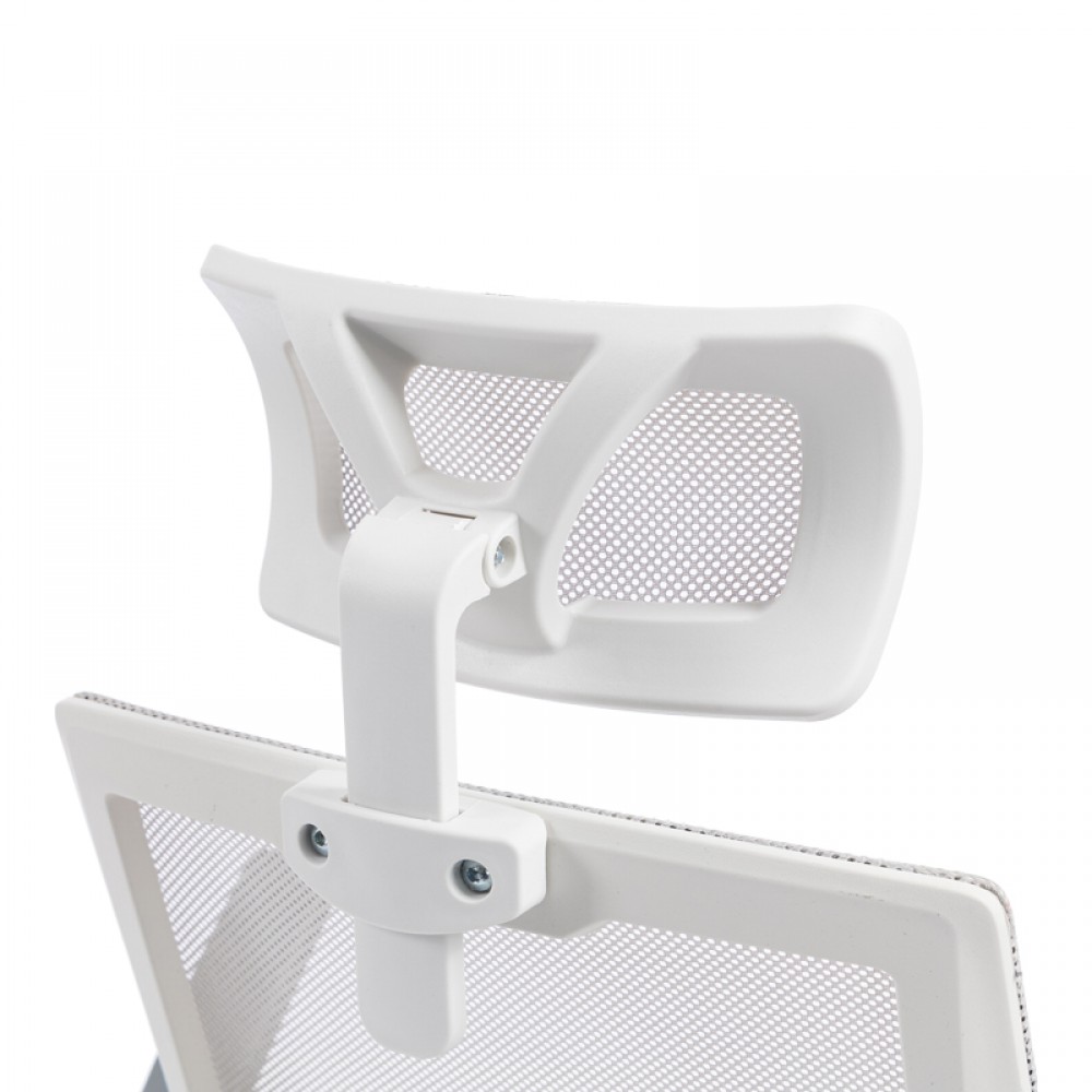 Καρέκλα γραφείου Plymot pakoworld λευκή - mesh γκρι 48x58x112-122εκ
