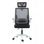 Καρέκλα γραφείου Plymot pakoworld λευκή - mesh μαύρο 48x58x112-122εκ
