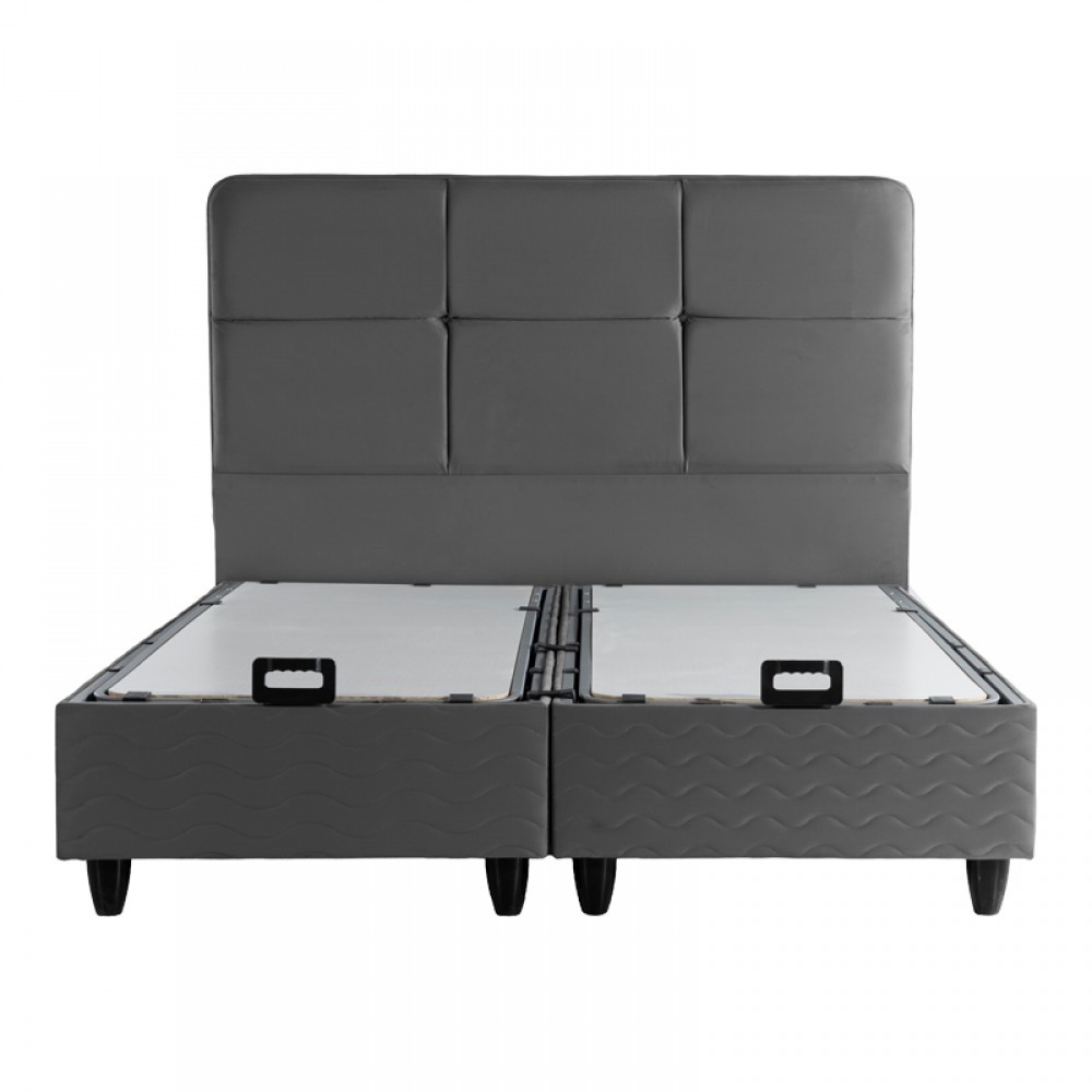 Κρεβάτι διπλό Punto pakoworld με αποθηκευτικό χώρο ανθρακί βελούδο 160x200εκ