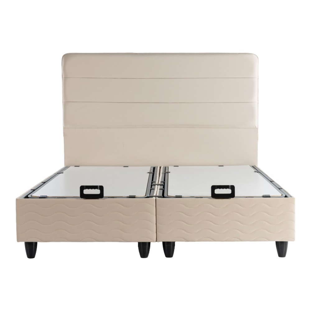 Κρεβάτι διπλό Linteda pakoworld με αποθηκευτικό χώρο κρεμ βελούδο 160x200εκ
