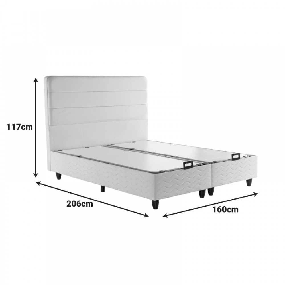 Κρεβάτι διπλό Linteda pakoworld με αποθηκευτικό χώρο κρεμ βελούδο 160x200εκ