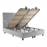 Κρεβάτι διπλό Linteda pakoworld με αποθηκευτικό χώρο γκρι βελούδο 160x200εκ