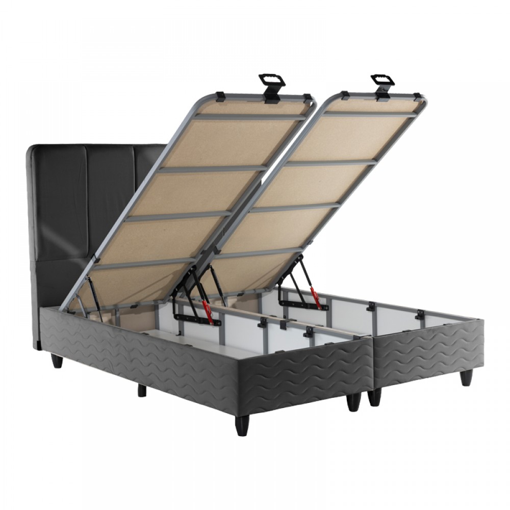 Κρεβάτι διπλό Lunda pakoworld με αποθηκευτικό χώρο ανθρακί βελούδο 160x200εκ