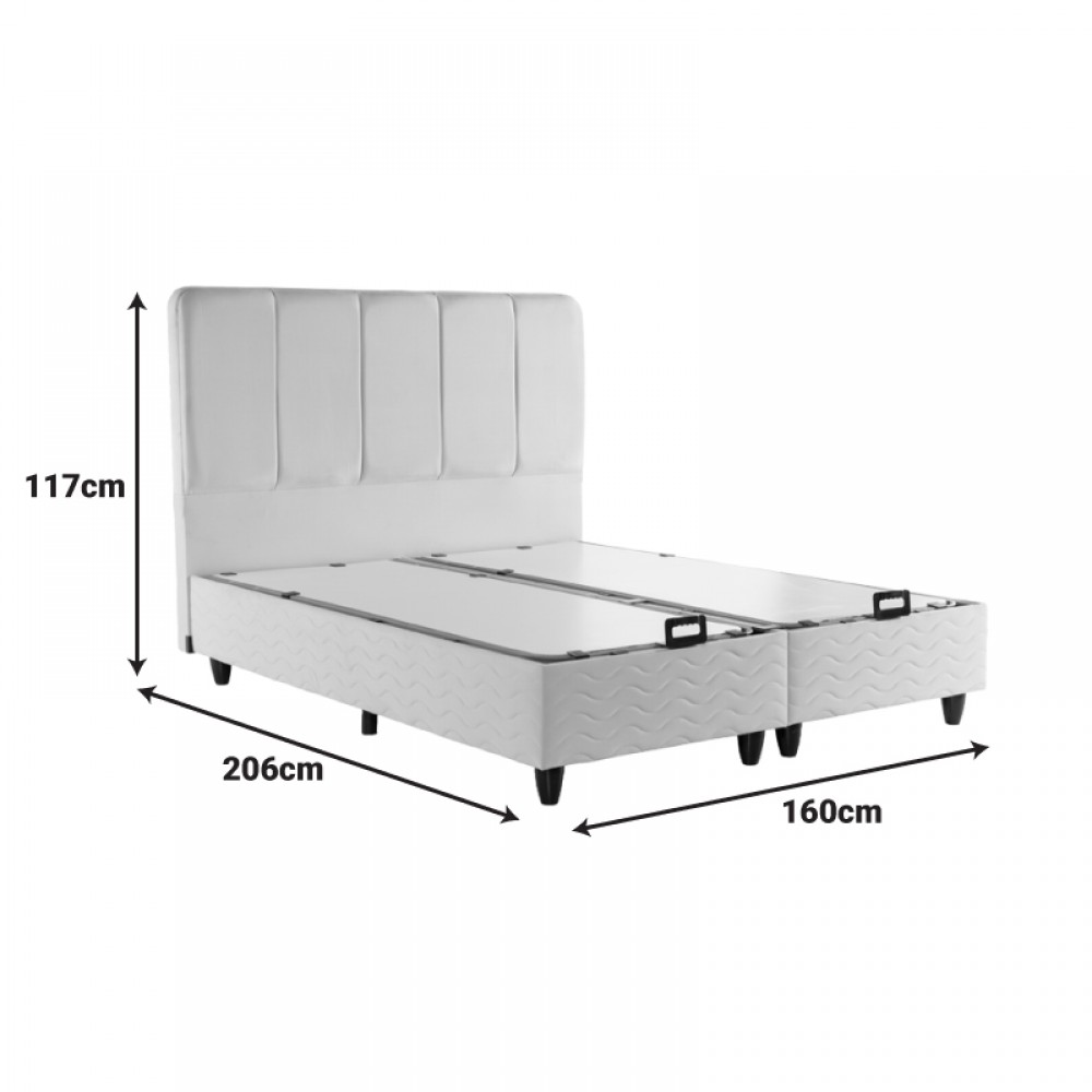 Κρεβάτι διπλό Lunda pakoworld με αποθηκευτικό χώρο ανθρακί βελούδο 160x200εκ