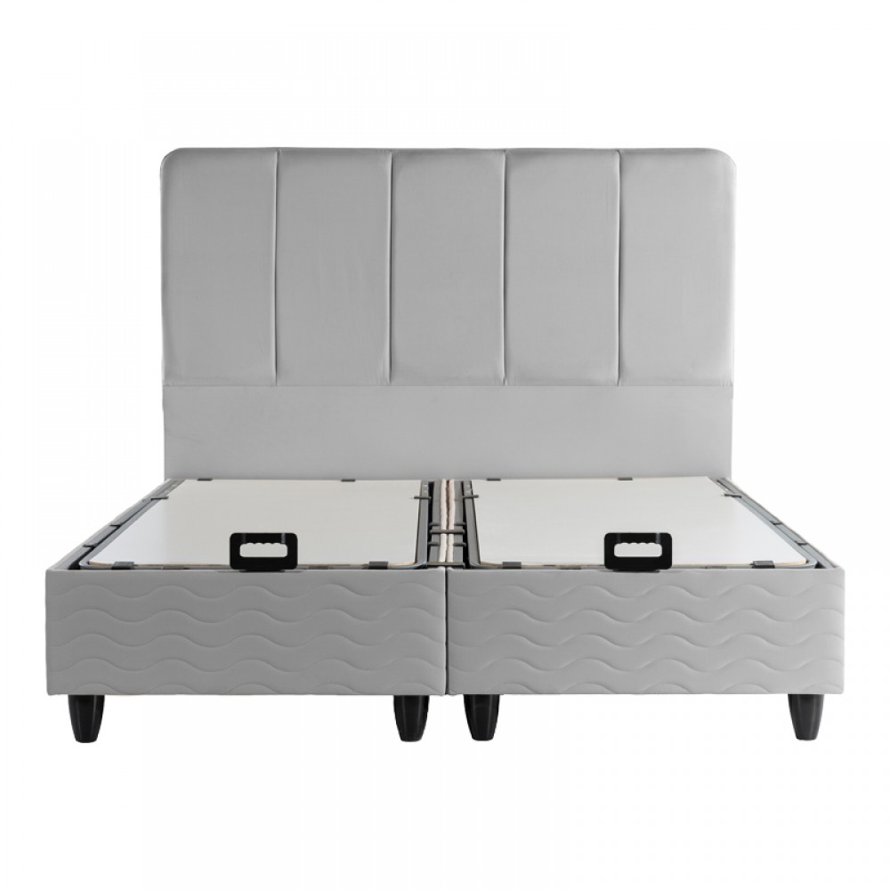 Κρεβάτι διπλό Lunda pakoworld με αποθηκευτικό χώρο γκρι βελούδο 160x200εκ