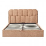 Κρεβάτι διπλό Sectra pakoworld terracotta μπουκλέ ύφασμα 160x200εκ