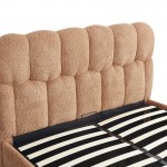 Κρεβάτι διπλό Sectra pakoworld terracotta μπουκλέ ύφασμα 160x200εκ