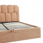 Κρεβάτι διπλό Sectra pakoworld terracotta μπουκλέ ύφασμα 160x200εκ