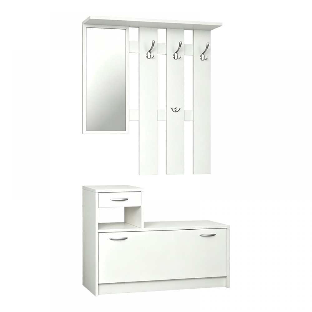 Έπιπλο εισόδου Jentia pakoworld με καθρέπτη λευκό MDF 113x100x89εκ