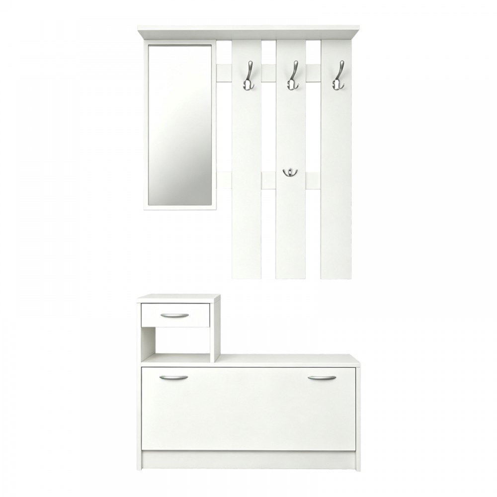 Έπιπλο εισόδου Jentia pakoworld με καθρέπτη λευκό MDF 113x100x89εκ