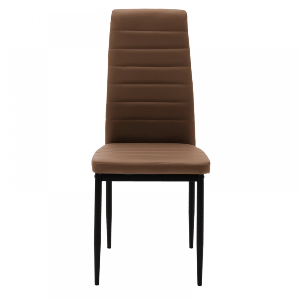 Καρέκλα Parker pakoworld cappuccino PU με μεταλλικό μαύρο πόδι 41x48x96εκ