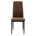 Καρέκλα Parker pakoworld cappuccino PU με μεταλλικό μαύρο πόδι 41x48x96εκ