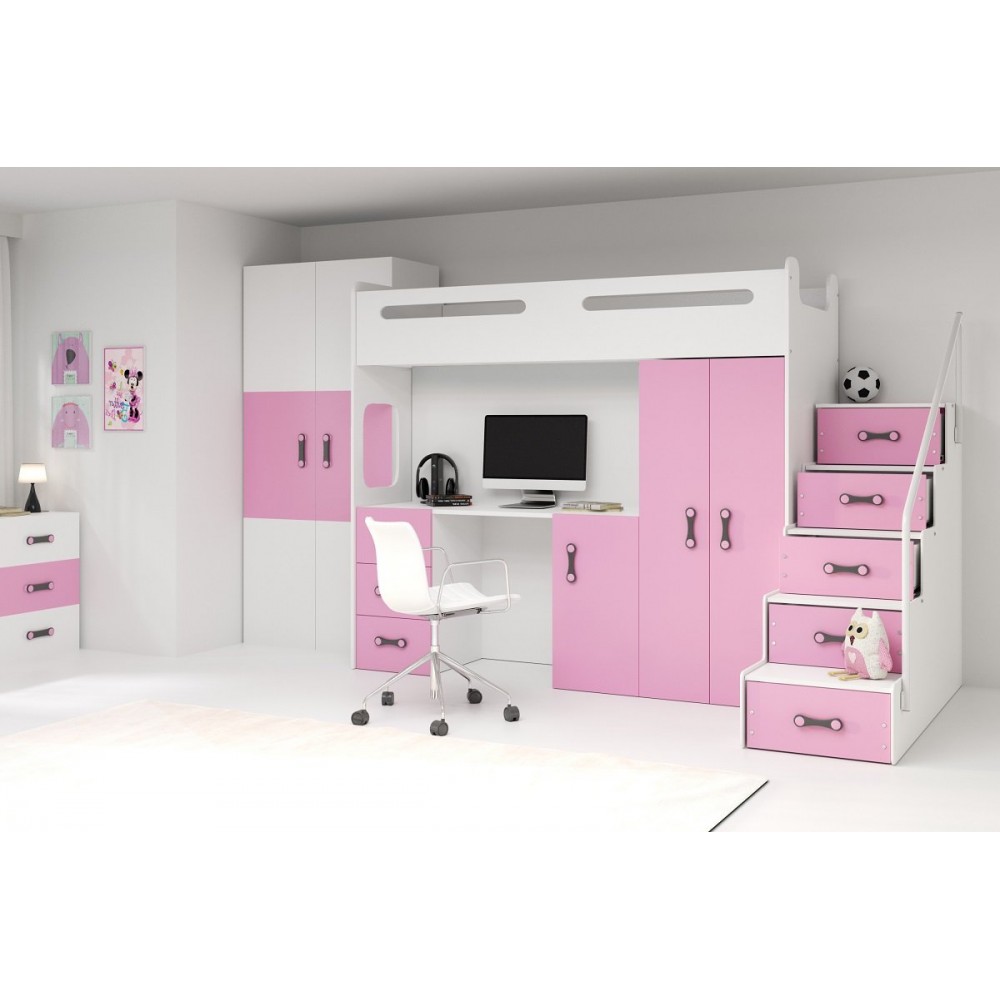 Κουκέτα Steps plus-Leuko-Roz 258x151.5x180