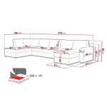 Γωνιακός καναπές Wilma large 370x186x85