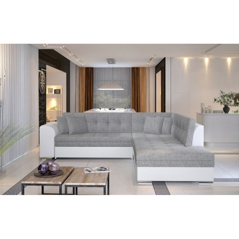 Γωνιακός καναπές Pueblo-Δεξιά-Leuko - Gkri anoixto