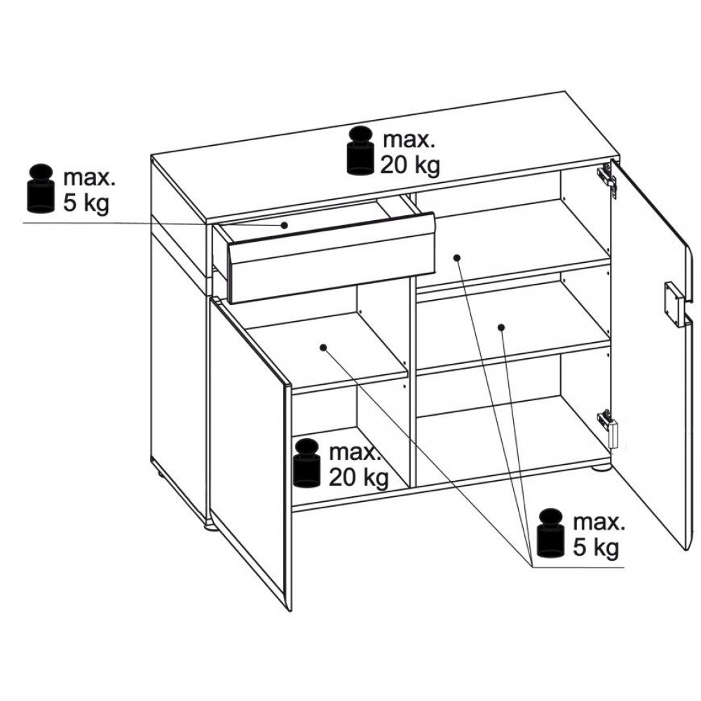 Μπουφές Lugano 2D1S plus