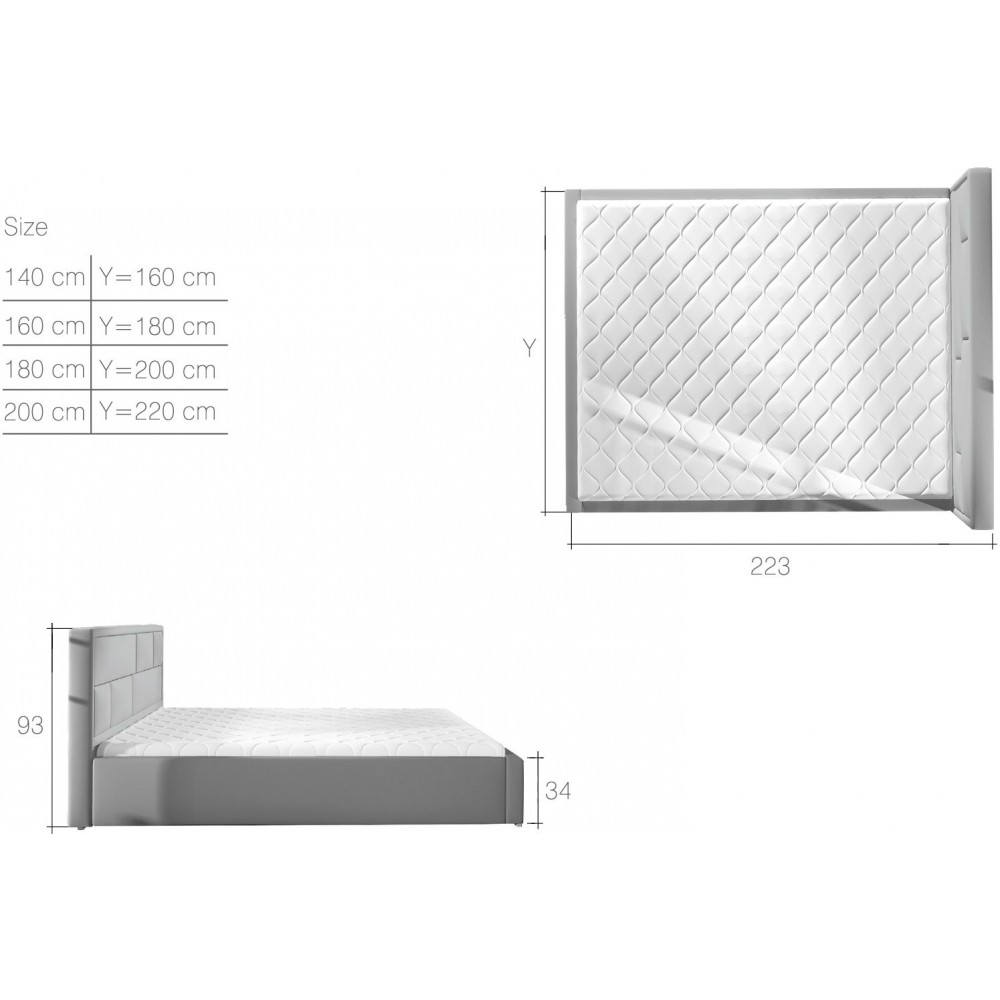 Επενδυμένο κρεβάτι Maestra-180 x 200-Gkri Anoixto 200x223x93