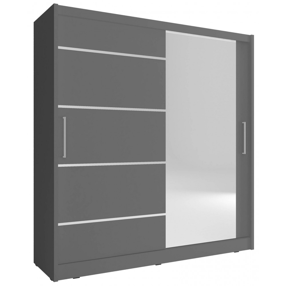 Ντουλάπα Mazoo συρόμενη-200 x 62 x 214 εκ.-Γκρι