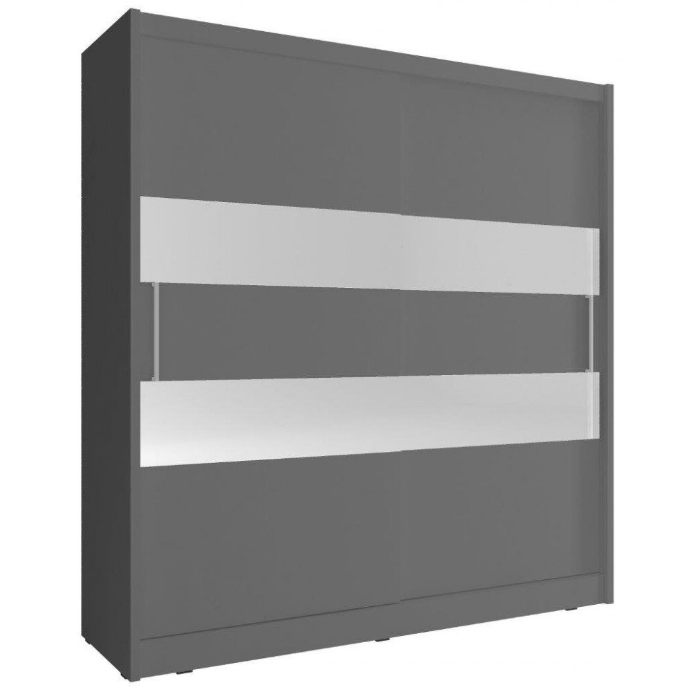 Ντουλάπα Line συρόμενη-200 x 62 x 214 εκ.-Γκρι
