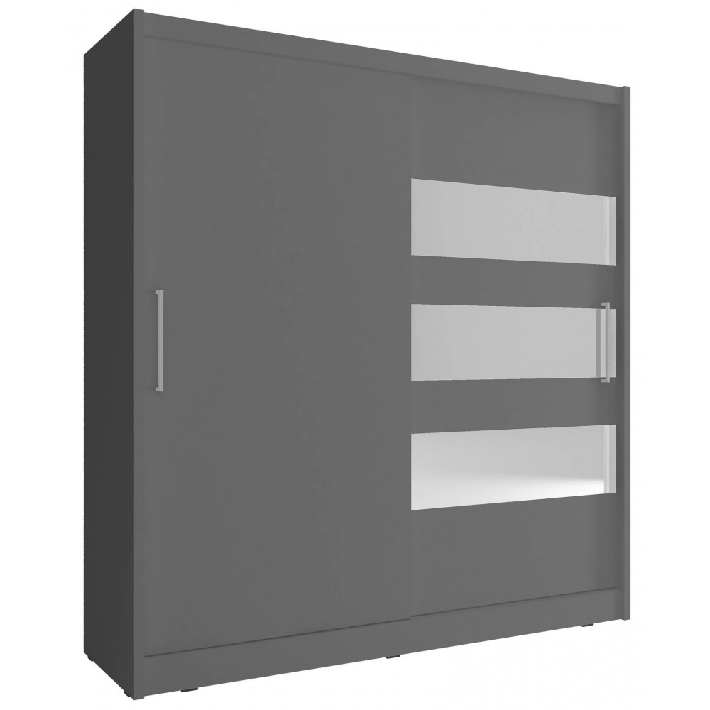 Ντουλάπα Cosmo συρόμενη-180 x 62 x 200 εκ.-Γκρι
