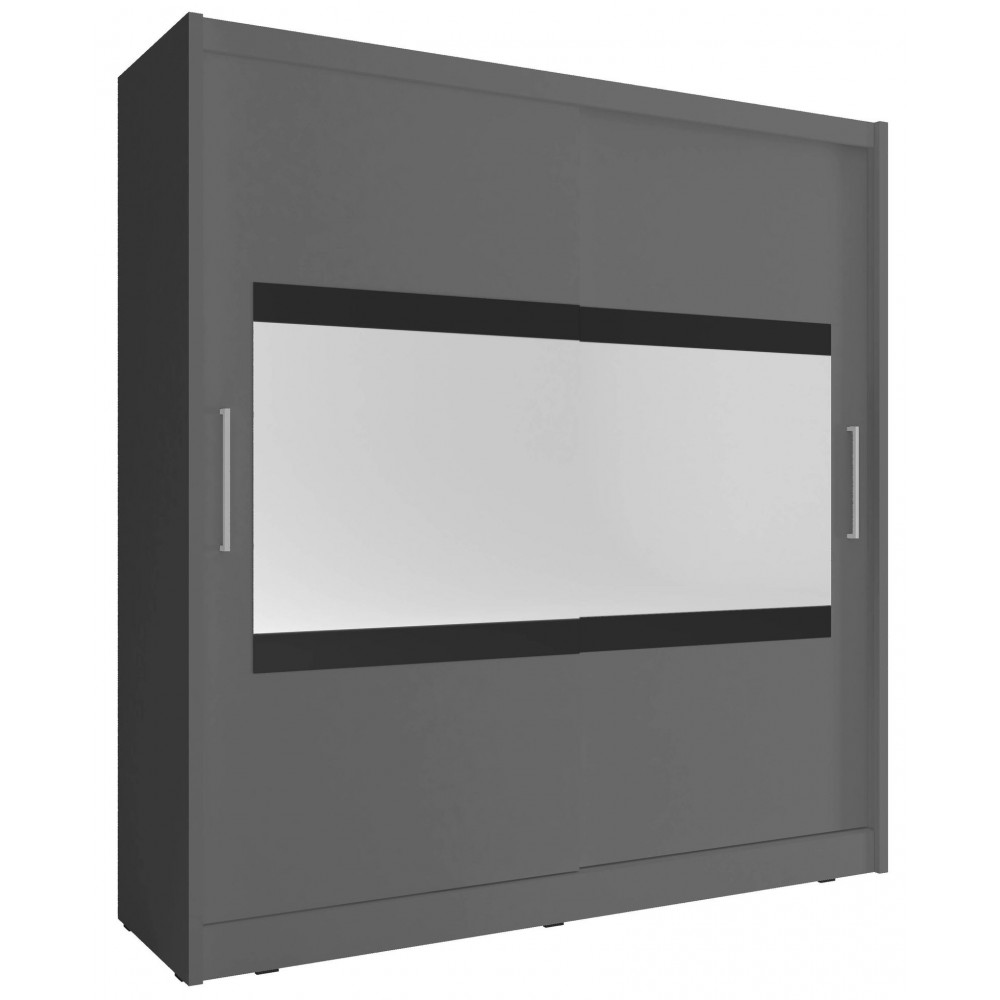 Ντουλάπα Mallory συρόμενη-180 x 62 x 200 εκ.-Γκρι