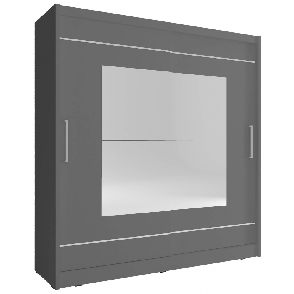 Ντουλάπα Walla συρόμενη-180 x 62 x 200 εκ.-Γκρι