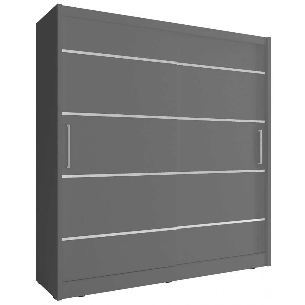 Ντουλάπα Maritina συρόμενη-180 x 62 x 200 εκ.-Γκρι