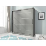 Ντουλάπα Maritina συρόμενη-200 x 62 x 214 εκ.-Γκρι