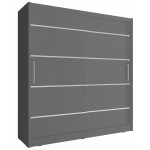 Ντουλάπα Maritina συρόμενη-200 x 62 x 214 εκ.-Γκρι