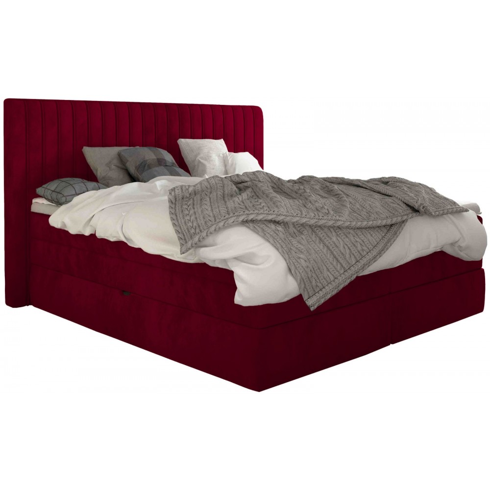 Επενδυμένο κρεβάτι Melantha με στρώμα και ανώστρωμα-140 x 200-Kokkino