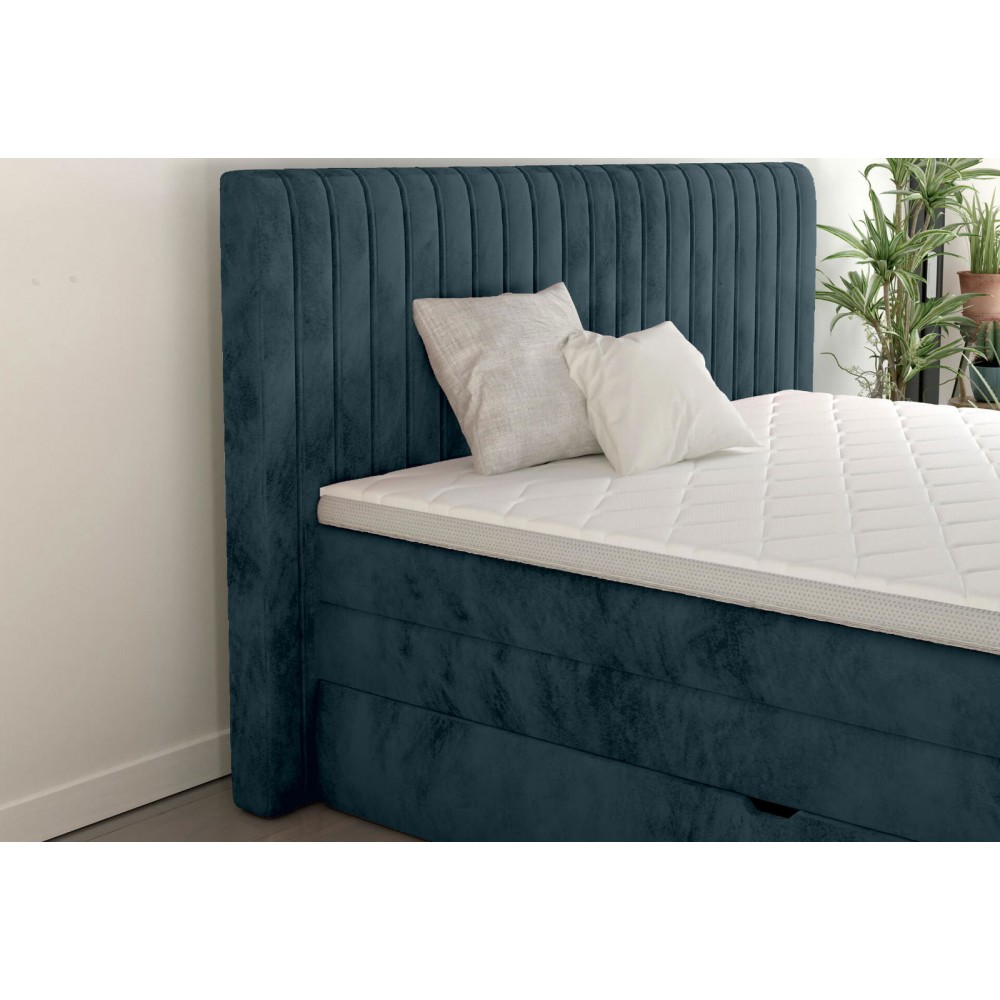 Επενδυμένο κρεβάτι Melantha με στρώμα και ανώστρωμα-140 x 200-Petrol