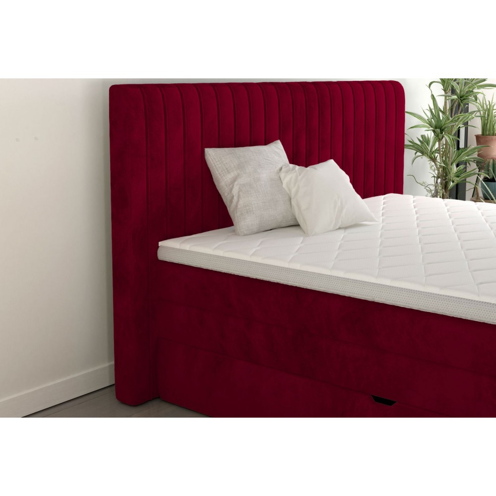 Επενδυμένο κρεβάτι Melantha με στρώμα και ανώστρωμα-180 x 200-Kokkino