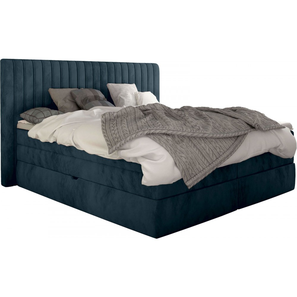Επενδυμένο κρεβάτι Melantha με στρώμα και ανώστρωμα-180 x 200-Petrol