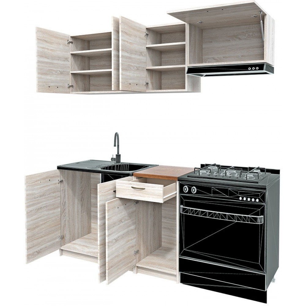 Σύνθεση κουζίνας Mela-Μήκος: 180 εκ.-Drus