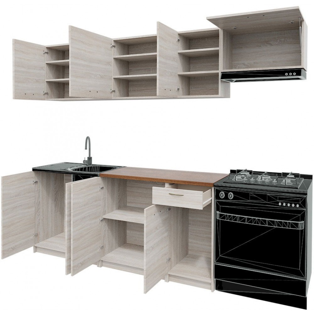 Σύνθεση κουζίνας Mela-Μήκος: 240 εκ.-Drus