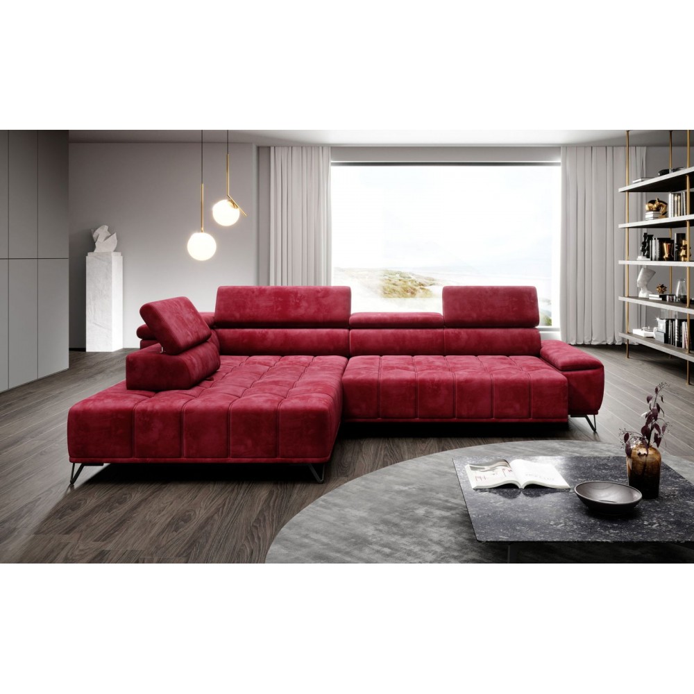 Γωνιακός καναπές Priscilla-Αριστερή-Kokkino