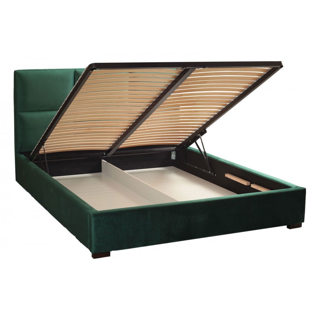 Επενδυμένο κρεβάτι Rehhag-Prasino-160 x 200-Χωρίς μηχανισμό ανύψωσης