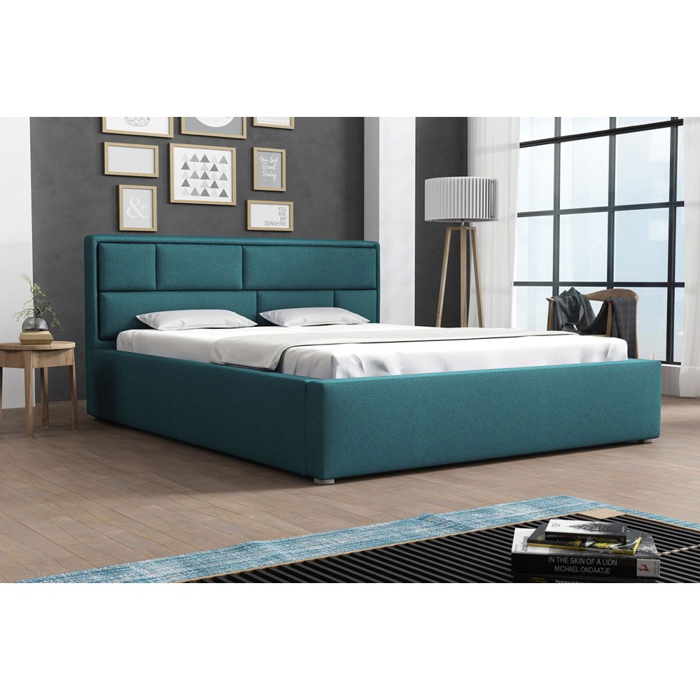 Επενδυμένο κρεβάτι Deco-140 x 200-Petrol