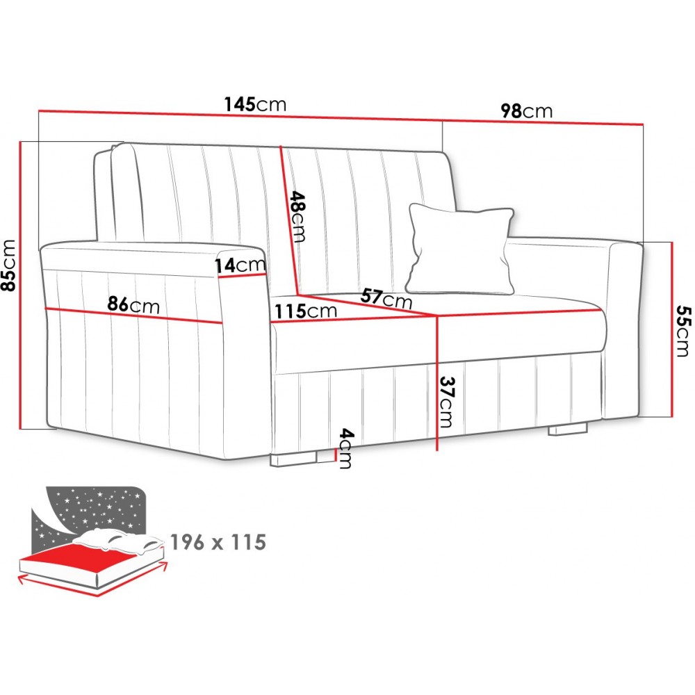 Καναπές - κρεβάτι Viva Glam II διθέσιος-Galazio