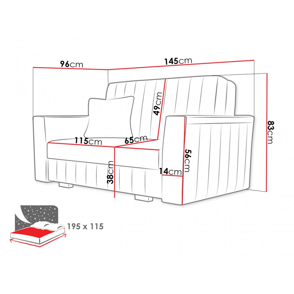 Καναπές - κρεβάτι Viva Glam II διθέσιος-Galazio