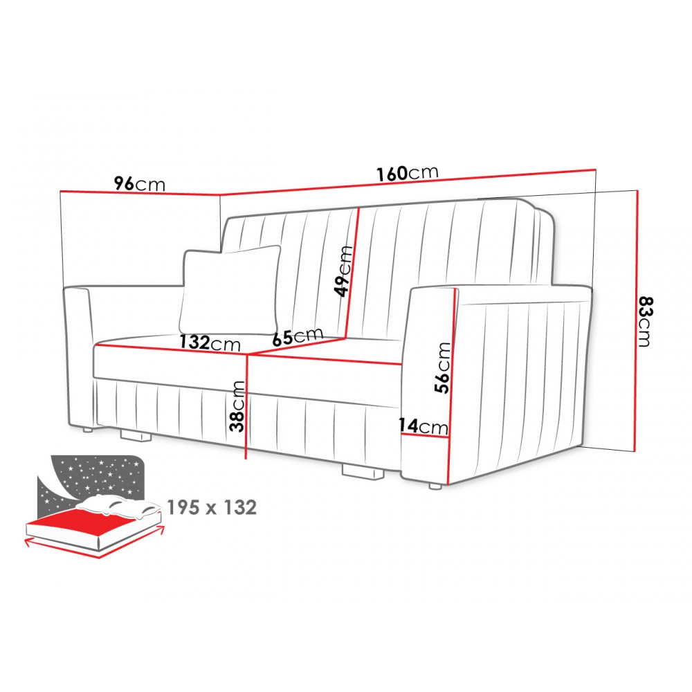 Καναπές - κρεβάτι Viva Glam III τριθέσιος-Gkri