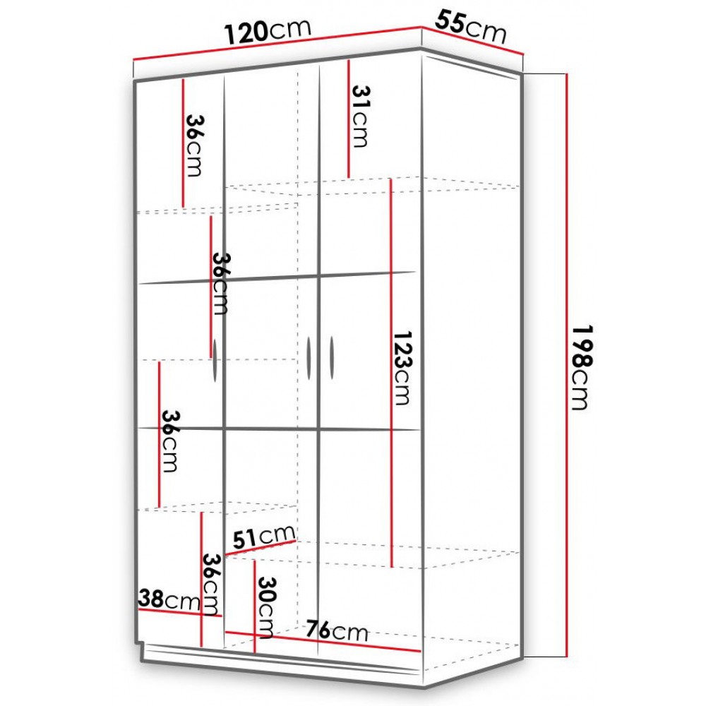 Ντουλάπα Raj 3 τρίφυλλη-Leuko