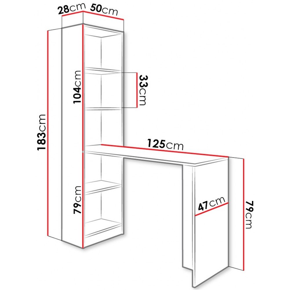 Γραφείο - Βιβλιοθήκη Vacun B1 -Fusiko