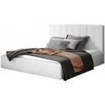 Επενδυμένο κρεβάτι Dobrik-180 x 200-Λευκό-Με μηχανισμό ανύψωσης