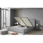 Επενδυμένο κρεβάτι Dobrik-180 x 200-Γκρι-Με μηχανισμό ανύψωσης