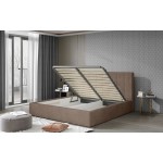 Επενδυμένο κρεβάτι Dobrik-180 x 200-Καφέ-Με μηχανισμό ανύψωσης