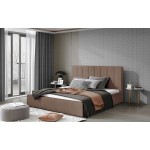 Επενδυμένο κρεβάτι Dobrik-180 x 200-Καφέ-Χωρίς μηχανισμό ανύψωσης