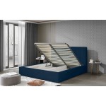 Επενδυμένο κρεβάτι Dobrik-180 x 200-Μπλέ-Με μηχανισμό ανύψωσης