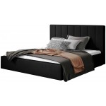 Επενδυμένο κρεβάτι Dobrik-200 x 200-Μαύρο-Χωρίς μηχανισμό ανύψωσης